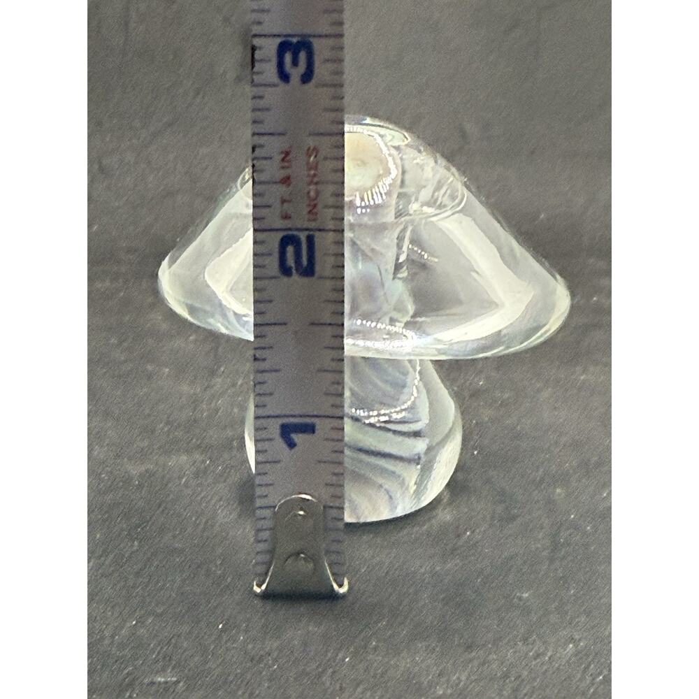 Adorable Mushroom Glass Paperweight Clear Glass W Beautiful Color Swirl Core - Picture 4 of 5